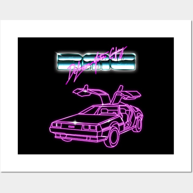 Synthwave DeLorean Wall Art by EmrysDesigns